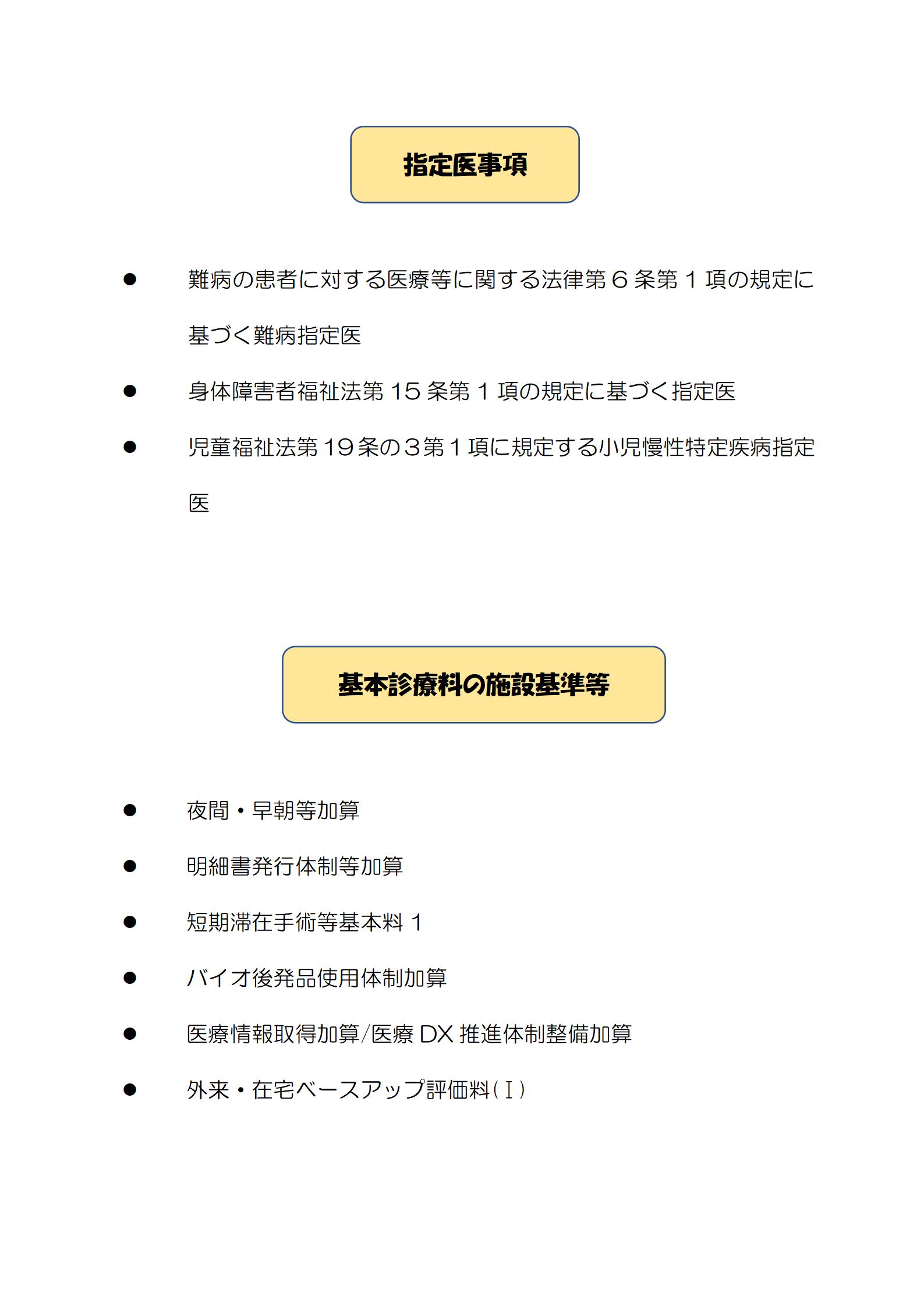 施設基準等のご案内