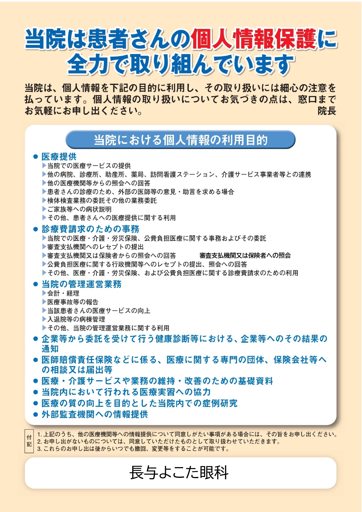 個人情報保護に関する掲示
